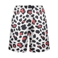 thumbnail image 2 of Men’s Sleep Shorts Relaxed Fit Lounge Pants with Pockets Mens Pajama Loungewear Home Wear Comfort Dark Red Leopard Print Large, 2 of 7