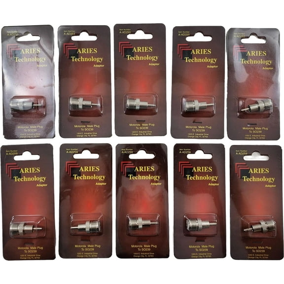 Lot of 10 Aries A-AD259 CB Radio PL259 to Motorola AM/FM Radio Plug Coax Adapter