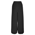 thumbnail image 5 of Brondbend Extra Wide Leg Pants for Women Solid Color High Waist Mesh Drape Mopping Casual Trousers Ladies' Loose Fit Summer Comfy Beach Travel Vacation Travel Pants Versatile,Black, 5 of 6