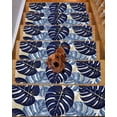 thumbnail image 2 of Blue Palm Leaves Stair Treads for Wooden Steps Indoor Runner Rug Carpet, Farmhouse Summer Beige Tropical Plants 15 Pieces Peel and Stick Staircase Step Treads Covers Washable Throw Door Mats, 30"x8", 2 of 6