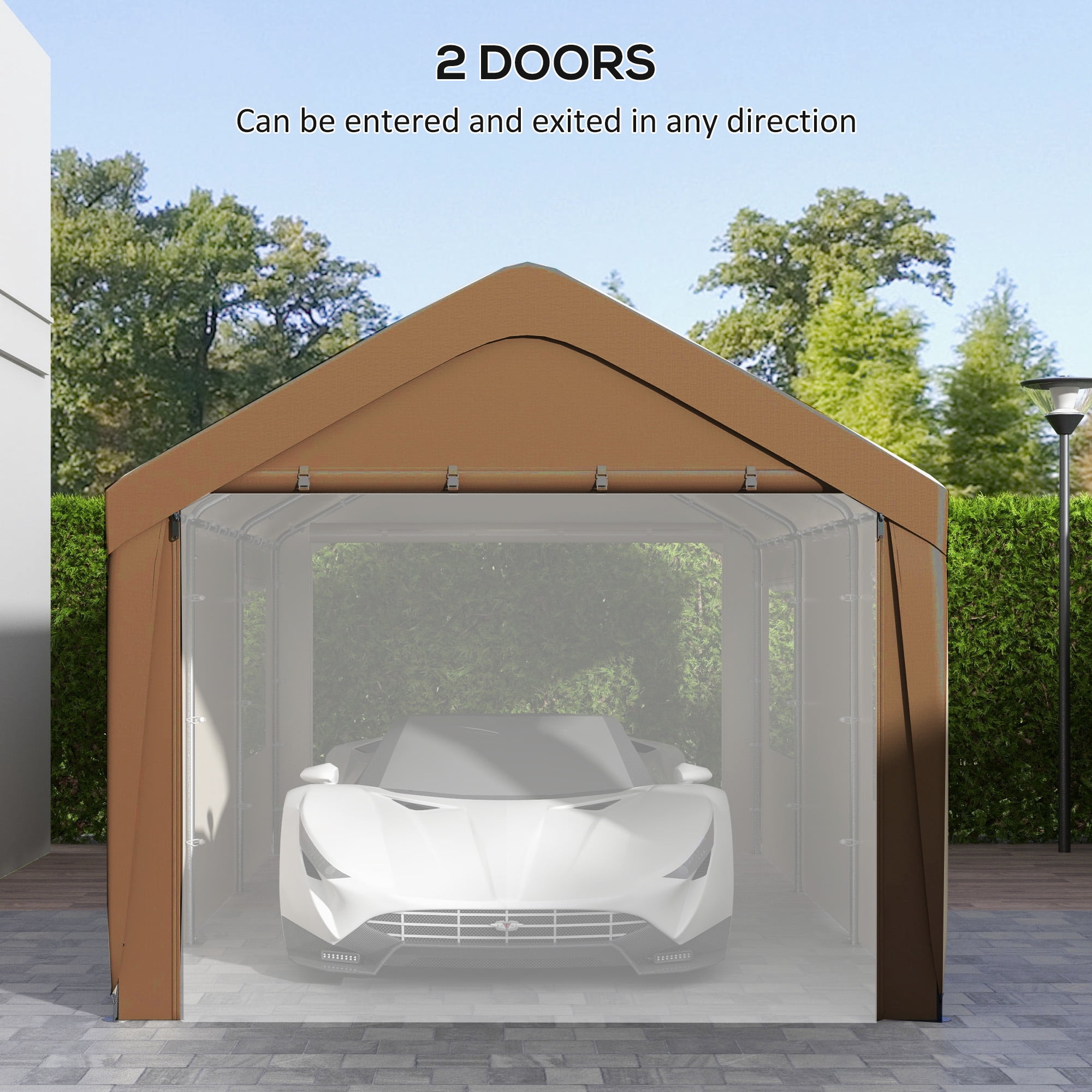 Outsunny 235.00 x 119.00 x 108.25 inches Tan Carport