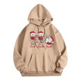 thumbnail image 1 of WEAIXIMIUNG Robe Sweat Femme Chandail à Capuchon Décontracté Col Rond Poche Noël Verre Chapeau de Noël Imprimé Chandail à Capuchon, 1 of 3