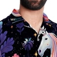 thumbnail image 5 of Starry Unicorn Men's Button Down Casual Hawaiian Print Short Sleeve Summer Beach Shirt, 5 of 6