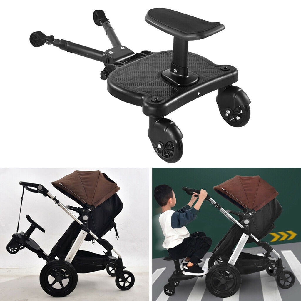 Holds Children Up to 55 lbs Universal 2 in 1 Stroller Ride Board Buggy Board with Removable Seat Adjustable Size Pram Standing Board,Pushchair Auxiliary Pedal 