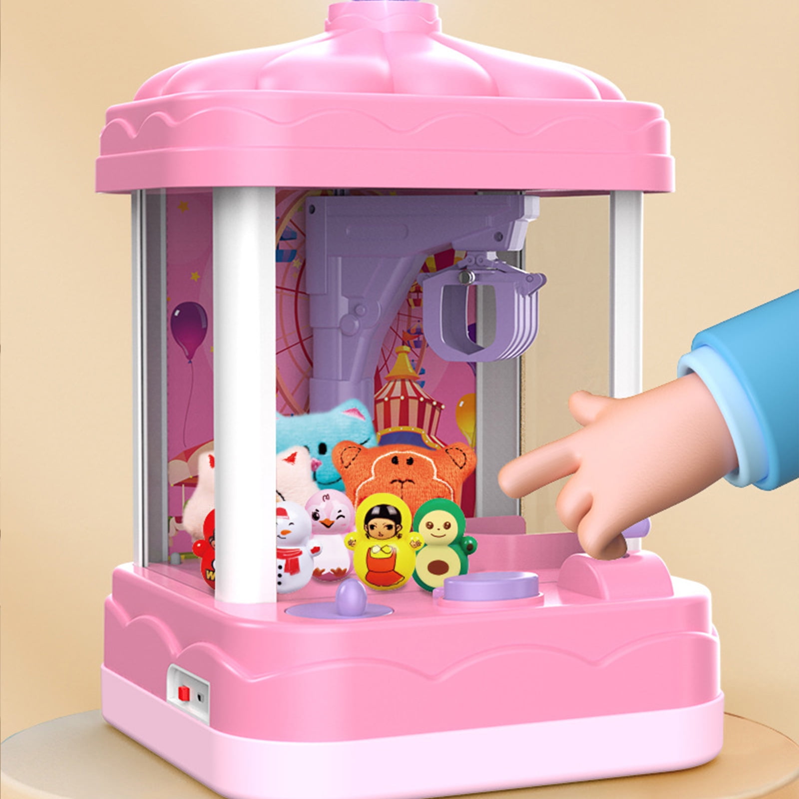 Mini Claw Machine for Kids, 40 Pcs Toys Mini Vending Machine for Girls,  Claw Machine Arcade Game with Lights and Adjustable Music, Dual Power Mode