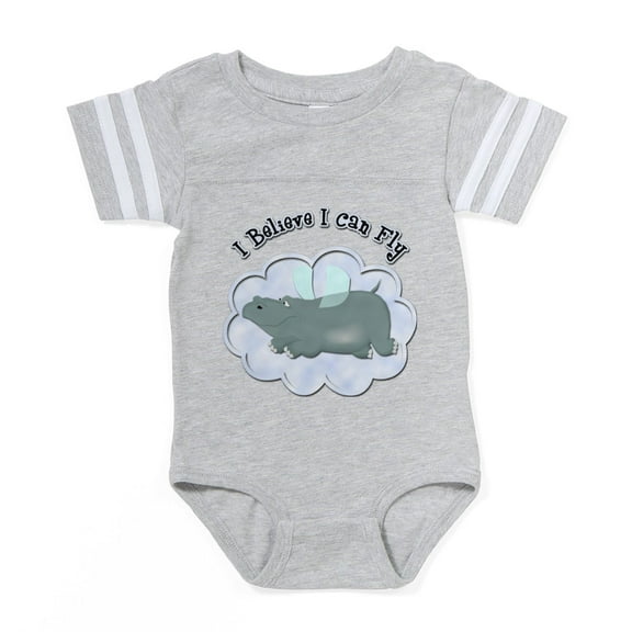CafePress - FIN Flying Hippo - Cute Infant Baby Football Bodysuit