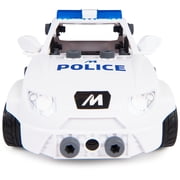 MECCANO Junior, RC Police Car with Working Trunk and Real Tools, Toy Model Building Kit, STEM Toys for Kids Ages 5 and up