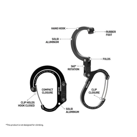 GEAR AID ギアエイド バッグハンガー GEAR AID HEROCLIP SMALL 利便性 汎用性 機能性 アルミニウム合金 硬化プラスチック ステンレススチール