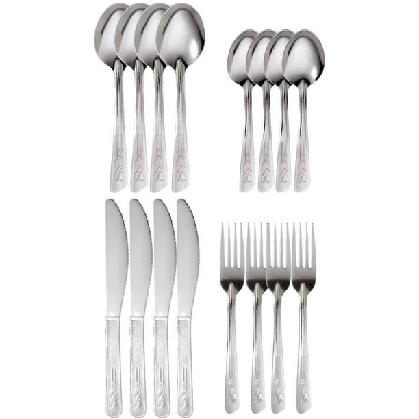 Juego de cubiertos MOVEN Maya 16 Piezas Acero Inoxidable, Cuchara Sopera, Cuchillo, Tenedor, Cuchara Cafetera
