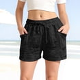 thumbnail image 2 of CPNG Girls Cotton Linen Casual Shorts Elastic High Waist Shorts Solid Color Summer Comfy Loose Drawstring Shorts with Pockets(Black,4-5 Years), 2 of 9
