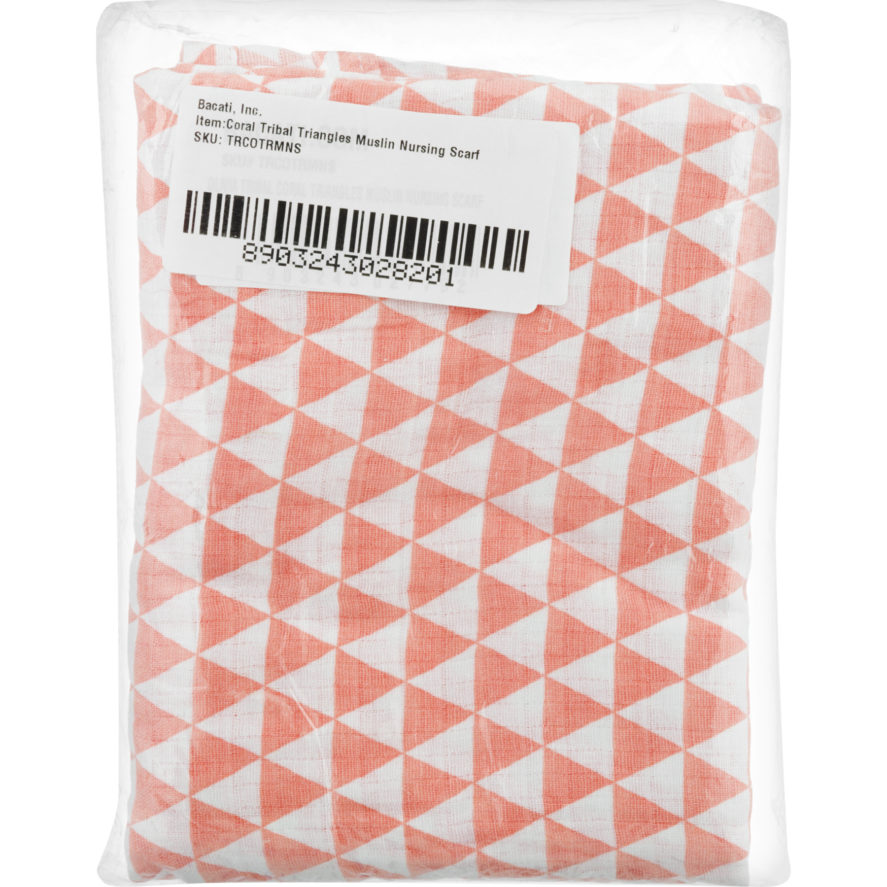 Bacati Muslin Nursing Scarf, Coral Tribal Triangles, 1.0 CT
