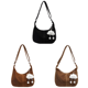 thumbnail image 1 of Bolso Gamuza Con Forma Media para Mujer Correa Ajustable Hobo (), 1 of 9