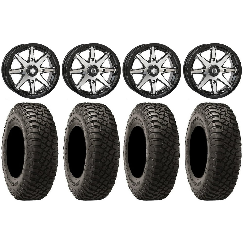 STI HD10 14" Wheels Machined 28" BFG KM3 Tires Polaris RZR XP 1000