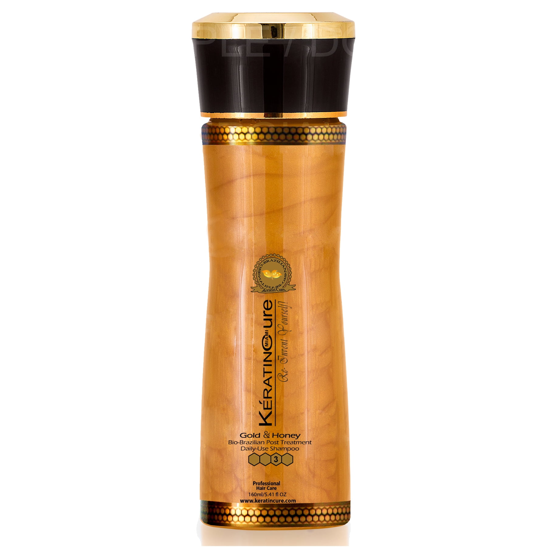 keratin cure brazilian daily use gold & honey shampoo sulfate free shampoo - best for damaged, dry, curly or frizzy hair - thickening for fine/thin hair, safe for color-treated, keratin treated 5 oz
