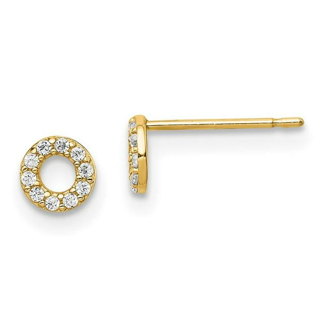 Quality Gold SE2913 Boucles d'Oreilles 14K Jaune Gold Madi K Circle CZ Post
