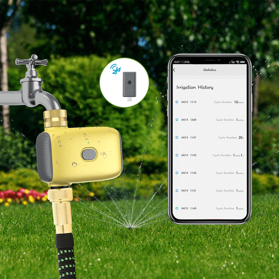 INSOMA WiFi Water Timer for Garden WiFi Sprinkler Timer Outdoor，Irrigation Timers 1 Outlet Brass Inlet Hose Timers with Rain Delay/Manual for Garden/Lawn/Yard Watering System