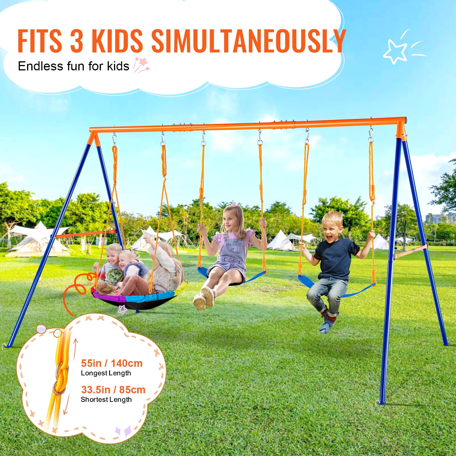 KFFKFF Outdoor Swing Set for Children, Capable of Supporting