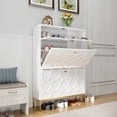 thumbnail image 2 of Boyel Living Shoe Cabinet w/ 2 Flip Drawers, Modern 24 Pair Entryway Shoe Rack Organizer, Freestanding Shoe Storage Cabinet for Entryway, White, 2 of 6