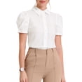 thumbnail image 1 of Camisa abotonada Allegra K de Trabajo con Cuello Vuelto y Manga Farol Blanco XS, 1 of 5