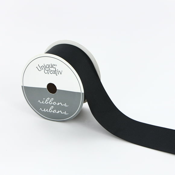 UNIQUE CREATIV, Ribbon, Grosgrain, Black, 100% polyester, 38mm x 3.65m (1½" x 4 yds)