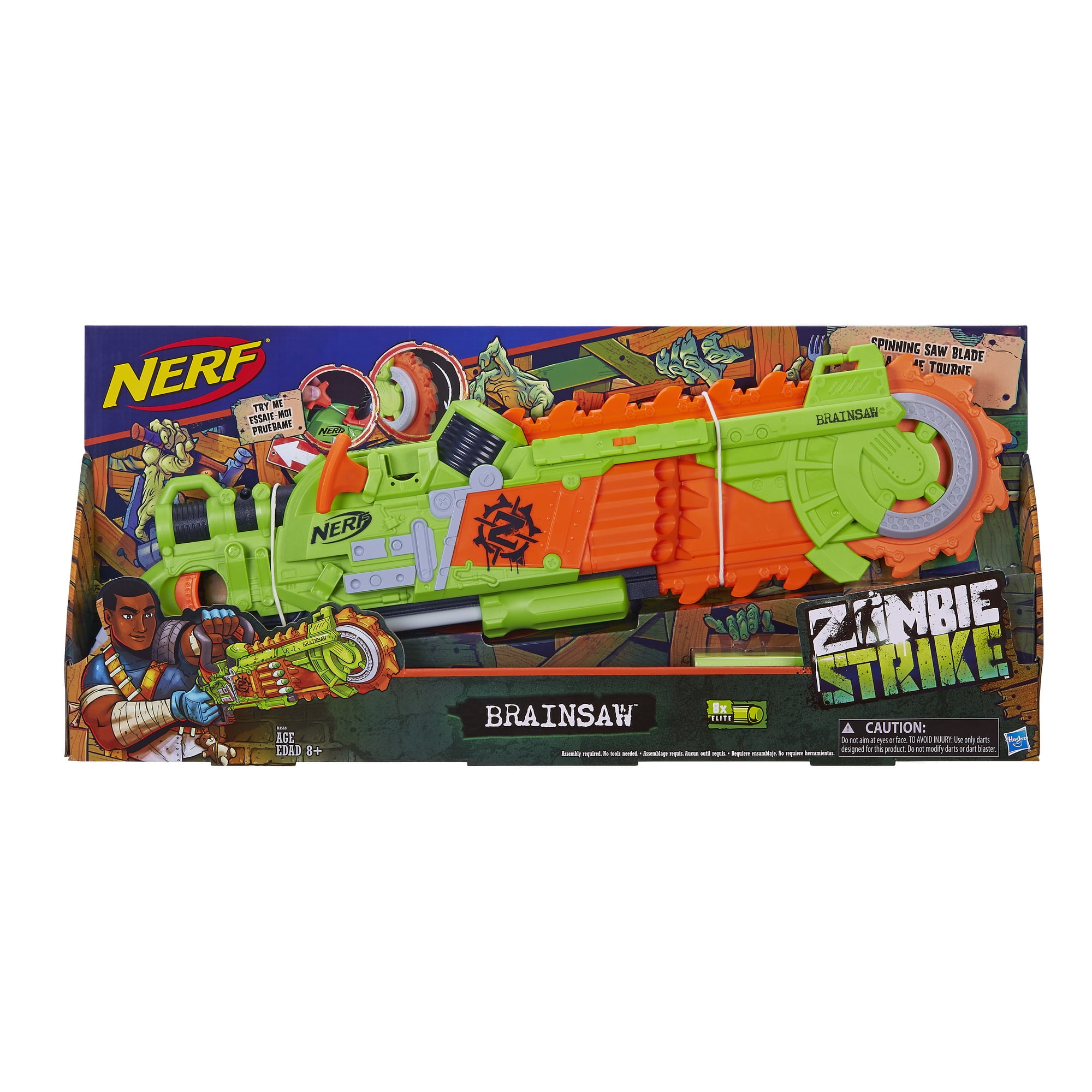 Paradis Handel fordel Nerf Zombie Strike Brainsaw Blaster with 8 Nerf Zombie Strike Darts -  Walmart.com