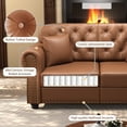 thumbnail image 3 of AENKYO 63" Faux Leather Loveseat, Mid-Century Chesterfield 2-Seater Sofa with Tufted Back & Nailhead Trim, Brown, 3 of 8