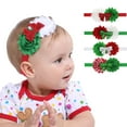 thumbnail image 3 of Odeerbi Toddler Headbands Baby Boys Girls Cute Headbands with Bows Christmas Headband Two Raw-edged Flowers Glitter Bowknot Elastic Hairband Kids Hair Accessories Red, 3 of 4