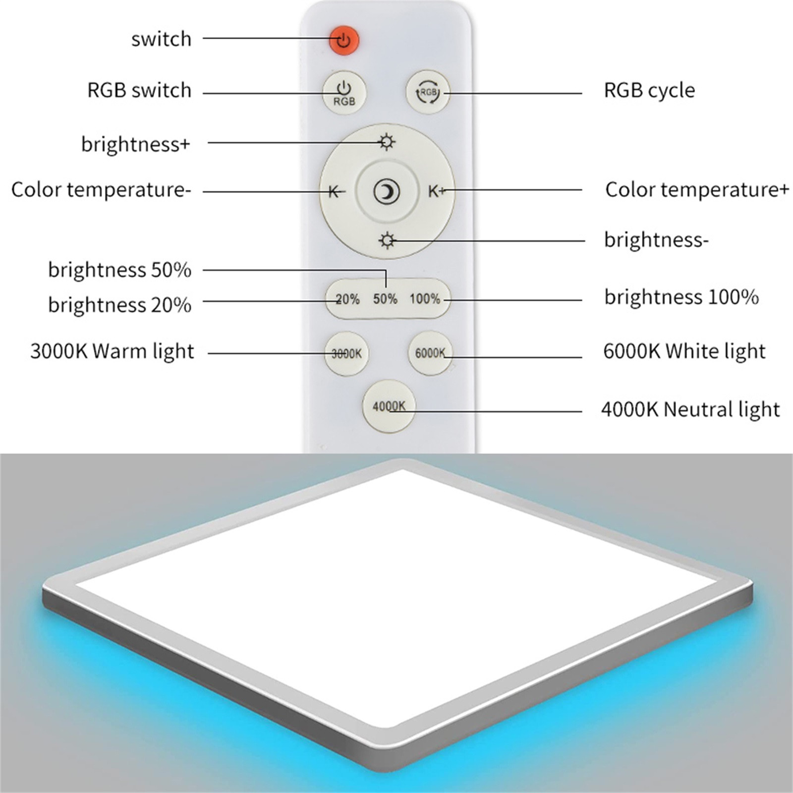 Wovilon Recessed Led Ceiling Light With Rgb Backlight 24W 3000K-6000K Dimmable Rgb Backlight Ceiling Light Floor Lamp For Living Room Desk Lamp