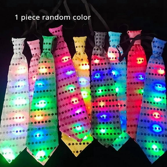 Men'S LED Flashing Tie Suitable for Clubs, Bars, Festivals, Events, Weddings LED Luminous Tie Holiday Gift Luminous Tie,1 * LED Flashing Tie,Random Color