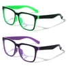 2 Pairs Kids Blue Light Blocking Glasses, Anti Eyestrain & UV Protection, Computer Gaming TV Phone Glasses for Boys Girls - Clear Lens Eye Glasses (Age 4-11)