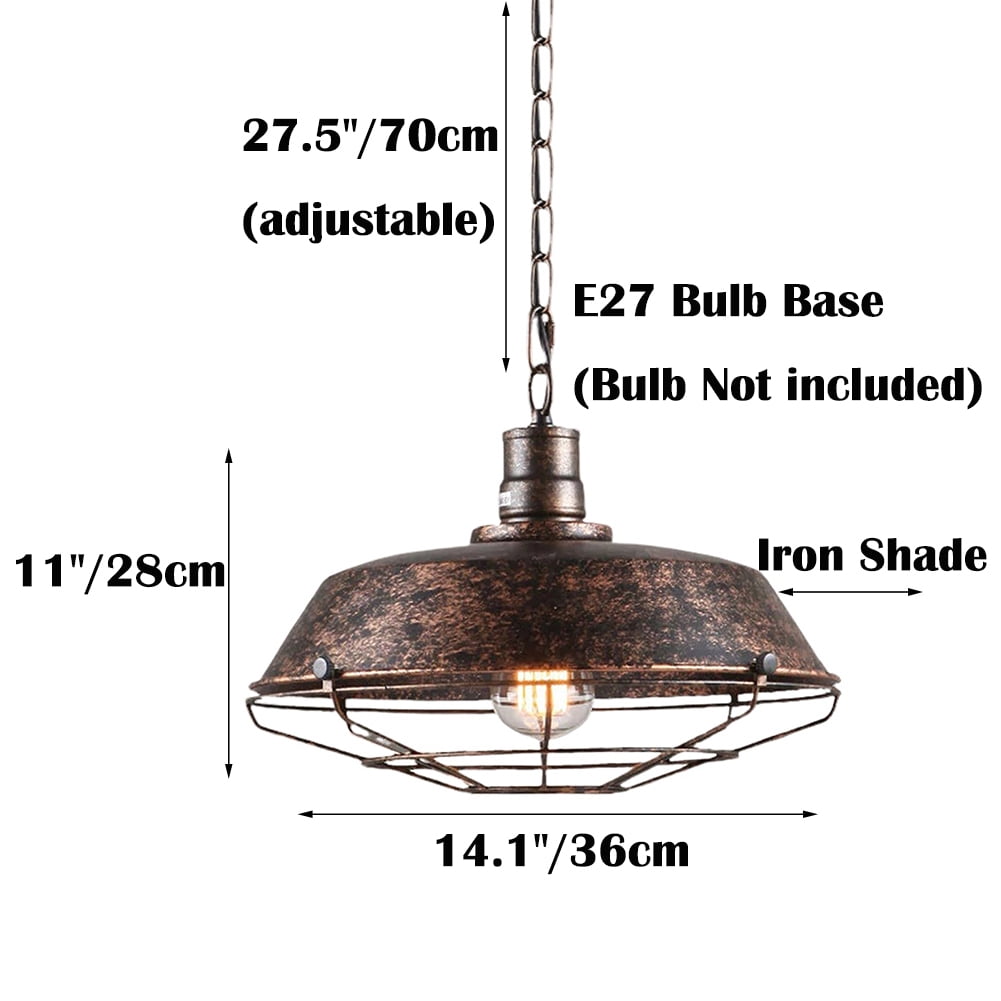American Industrial Style Pendant Light Fixture, Vintage Farmhouse Metal Iron Hanging Lamp, Retro Pendant Lighting for Over Kitchen Island Sink Dining Room Table Bar Counter Entrance