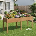 thumbnail image 2 of Costway Outdoor Raised Garden Bed with Legs 73x23x30in Wood Planter Box with Divider Panel Brown, 2 of 10