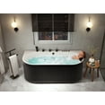 thumbnail image 5 of 67 in. x 32 in. Flat Bottom Stone Resin Freestanding 92 Gallon Combination Bathtub with Center Drain in Black and White, 5 of 11