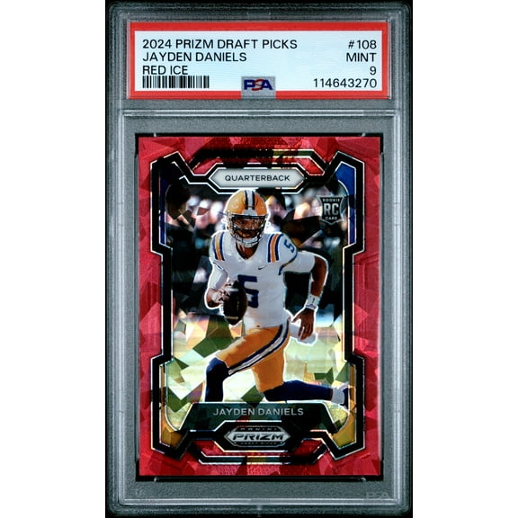 2024 Panini Prizm Draft Picks JAYDEN DANIELS #108 Red Ice PSA 9 Rookie RC