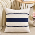 thumbnail image 5 of Fancy Homi Set of 2 Navy Blue Decorative Throw Pillow Covers 16x16 inch for Couch Bed Sofa Living Room Office, Aesthetic Modern Organic Farmhouse Home Decor, Soft Cotton Woven Textured Cushion Case, 5 of 7