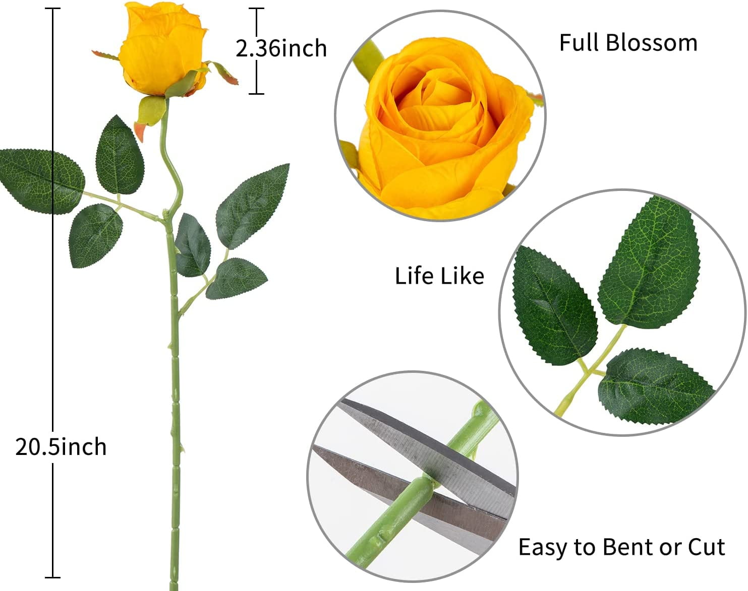 Artificial Silk Roses Fake Flowers Bouquet Long Stems for Wedding Home Party Decoration(Burnt Orange)