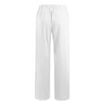 thumbnail image 5 of cfhntfmh Linen Pants for Women Cotton Casual Fall Wide Straight Leg Plain Trousers Loose Elastic Waisted Beach Pants with Pockets, 5 of 5