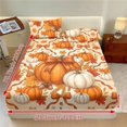 thumbnail image 3 of Garronmavis Autumn Pumpkin Bow Twin Size Bedding Set, 2 Pillow Shams & 1 Deep Pocket Fitted Sheet, Fall Maple Leaf Acorn Print Soft Breathable Bed Cover, 152cm*203cm, 3 of 7