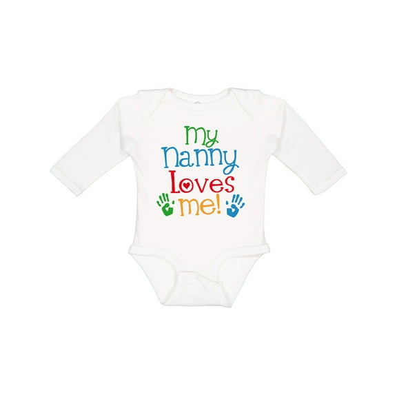 Inktastic My Nanny Loves Me Grandson Boys or Girls Long Sleeve Baby Bodysuit