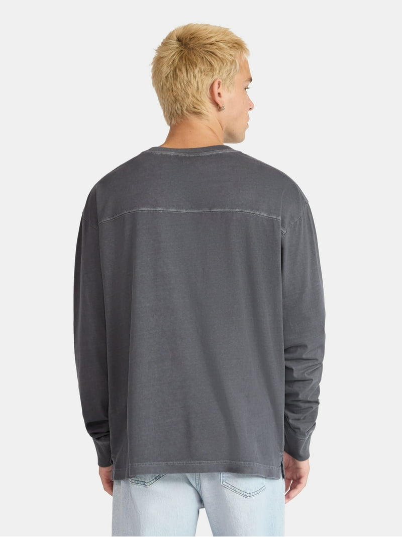 No Boundaries Cotton Washed Tee with Long Sleeves, Men's & Big