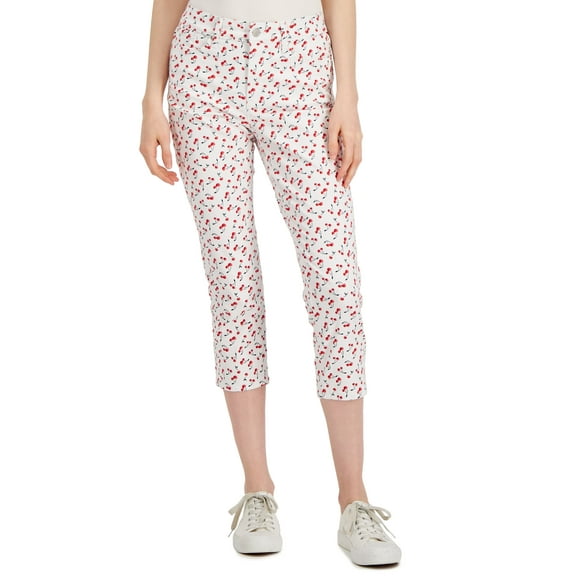 Charter Club Womens Bristol Printed Capri Jeans Bright White 6