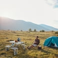 thumbnail image 2 of One Piece Portable Picnic Table Set Made of Aluminum Alloy, Expanded Portable Folding Table and Chair, Outdoor Folding Camping Table and 2 Stools, Folding Picnic Table Bench Set, Silver, 2 of 7