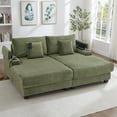 thumbnail image 3 of 75.5" Double Chaise Lounge with Adjustable Backrest, Sleeper Sofa Bed with Cup Holders, Phone Holder and Armrest Storage, Corduroy Loveseat Sofa for Living Room, Green, 3 of 10