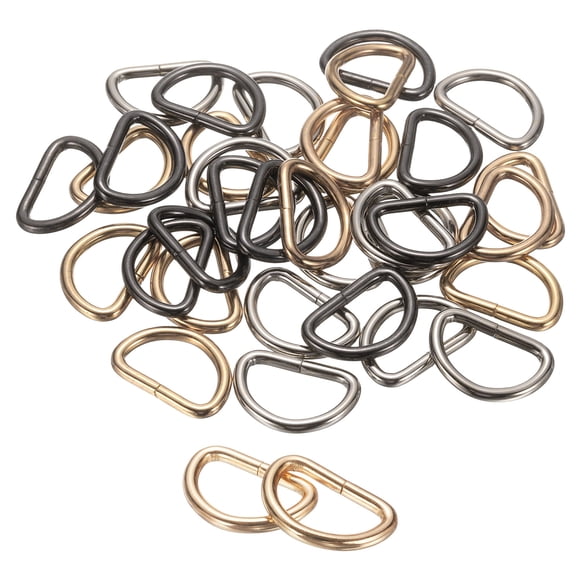 Uxcell 30pcs D Ring 1" (25mm) Metal Electroplate D-Shape Buckle Clips, 3 Colors