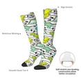 thumbnail image 5 of Picia Women Crew Soft Moisture-wicking Socks Funny Dinosaurs on Stripes Pattern Design Cotton Socks, One Size fit All, 5 of 9