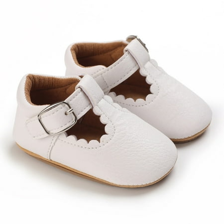 

Baby Girls Mary Jane Flats Soft-soled Anti-slip Faux Leather First Walker Shoes Crib Shoes