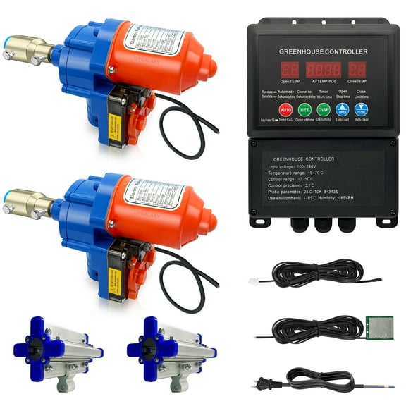 UYGALAXY Greenhouse Roll Up Motor and Creeper (2 Pack)   Intelligent Thermostat Controller Electric Box (AC110V to DC24V) for Side Greenhouse Ventilation, Automatic Venting