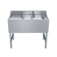 thumbnail image 2 of AmGood 36 in. x 19 in. Two Compartment Under Bar Sink With 12 in. Left Drainboard | Stainless Steel Commercial Two Bowls Underbar Sink NSF., 2 of 4