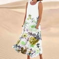 thumbnail image 2 of Birdeem Robe d'Été Aguichant pour Femmes Robe Longue Imprimée Sans Manches et en Lin Col Rond Robe d'Été Longue pour Femmes, 2 of 5