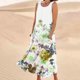 thumbnail image 2 of Vestido de Verano para las Mujeres sin Mangas Lino-Look Impreso Maxi, Suelto Fluido Y Vestido Sexy de Moda para las Mujeres, 2 of 5